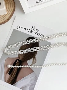 1 pieza Elegante cinturón de cadena con decoración de perlas de imitación para mujer, para verano, escuela, otoño, Halloween