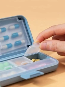 1pc Portable Mini 7 Day Pill Box, Travel Friendly Small Size Sealed Pill Container For Capsules & Pills - Pink - View 3