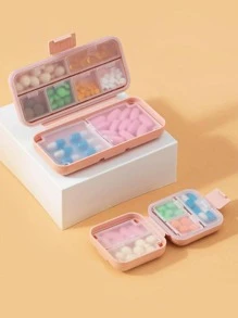 1pc Portable Mini 7 Day Pill Box, Travel Friendly Small Size Sealed Pill Container For Capsules & Pills - Pink - View 6
