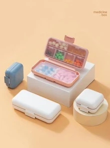 1pc Portable Mini 7 Day Pill Box, Travel Friendly Small Size Sealed Pill Container For Capsules & Pills - Pink - View 2