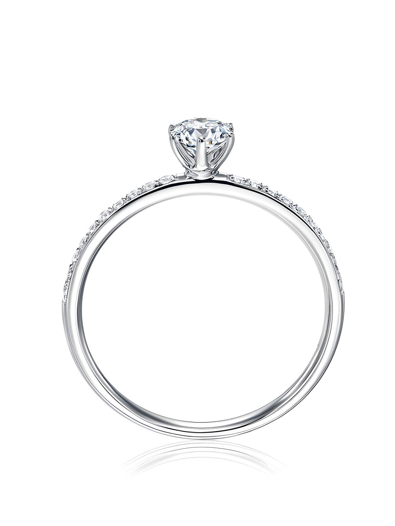 1入組經典優雅皇冠設計銀戒指鑲嵌多顆閃亮方晶鋯石適合日常或特殊場合女士 - 銀色 - 查看 1