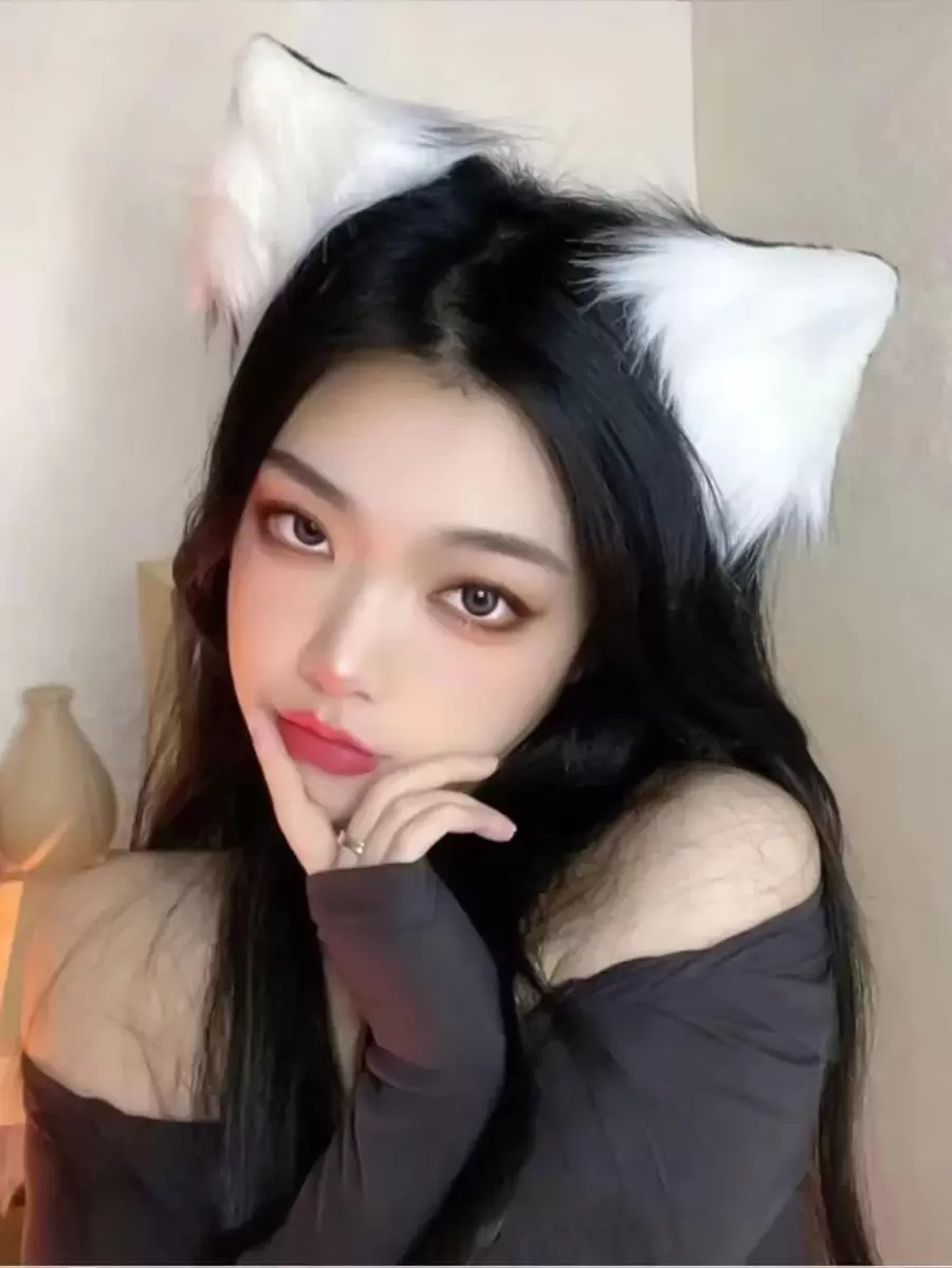 2 chiếc mũ trùm đầu thời trang thiết kế tai mèo cho nữ cho bữa tiệc - Đen và trắng - Xem 1