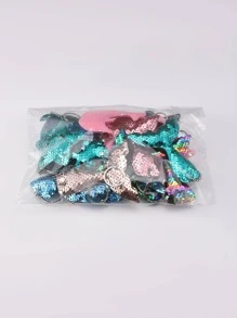 19pcs Glitter Dolphin & Mermaid Tail & Starfish Keychain - Multicolor - View 2