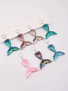 19pcs Glitter Dolphin & Mermaid Tail & Starfish Keychain - Multicolor - View 5