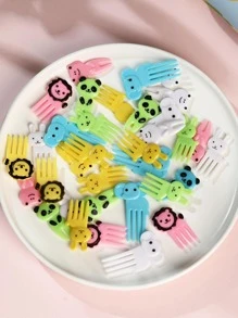30入組孩子們水果叉子,帶隨機顏色,可愛動物形狀裝飾用品適用於便當盒,蛋糕,甜品,微型卡通牙籤,派對用品 - 彩色 - 查看 8