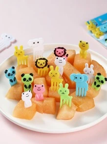 30入組孩子們水果叉子,帶隨機顏色,可愛動物形狀裝飾用品適用於便當盒,蛋糕,甜品,微型卡通牙籤,派對用品 - 彩色 - 查看 4