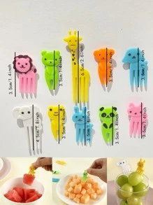 30入組孩子們水果叉子,帶隨機顏色,可愛動物形狀裝飾用品適用於便當盒,蛋糕,甜品,微型卡通牙籤,派對用品 - 彩色 - 查看 5