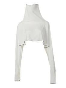 Schal mit Kontrast Saum, Kapuze,