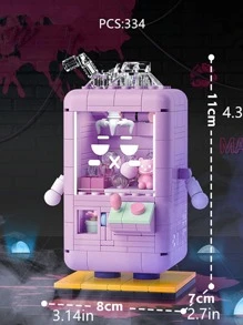 DIY中国风玩具娃娃机拼装积木，琼脂薄荷味，创意益智生日礼物玩具房间装饰 - 紫羅蘭色 - 查看 3