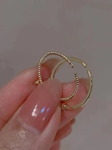 2 Piezas/set Anillo Abierto Ajustable Con Incrustación De Diamantes De Imitación Para Mujer - Amarillo Oro - Ver 5