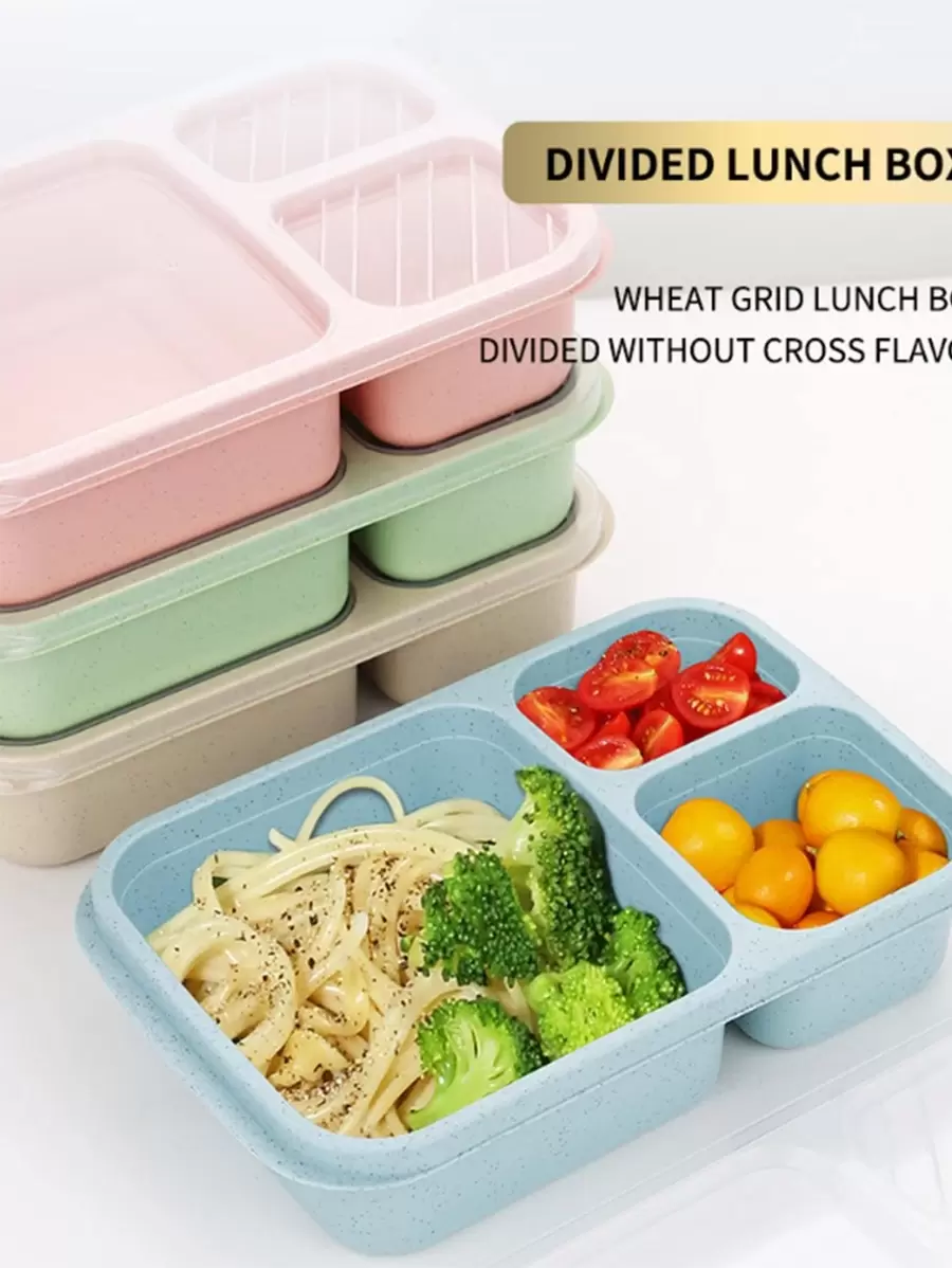 1個微波爐午餐盒小麥稈餐具食品儲存容器，兒童學校辦公室便攜式便當盒午餐袋