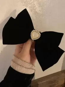 1个女士黑色玫瑰丝带蝴蝶结发夹爪，适合日常发型、服装搭配和配饰，尽显皇家风范，也适合学校情人节、校园用品、优雅、学院风、冬季女装等场合，蝴蝶结、可爱、发饰、头饰、发夹 - 彩色 - 查看 7