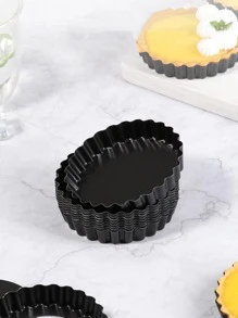 1pc Mini Tart Pan With Removable Bottom Round Nonstick Quiche Pan, Heavy Duty Fluted Side For Pie,Mousse Cake, Dessert Baking - Black - View 7
