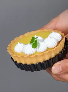 1pc Mini Tart Pan With Removable Bottom Round Nonstick Quiche Pan, Heavy Duty Fluted Side For Pie,Mousse Cake, Dessert Baking - Black - View 3