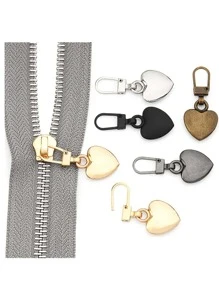 5入組/套合金拉鍊創意愛心裝飾拉鍊頭適用於DIY