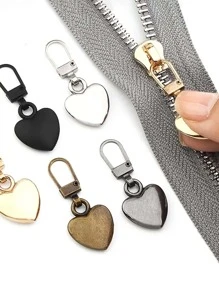 5入組/套合金拉鍊創意愛心裝飾拉鍊頭適用於DIY