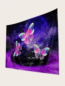 1 tấm thảm họa tiết bướm, chăn treo tường bằng vải hiện đại cho gia đình - Nhiều màu - Xem 2