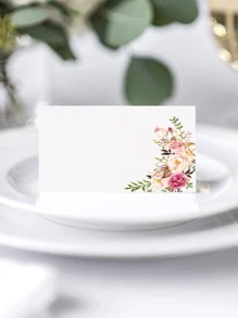 10pcs Place Cards, Floral, Tented Blank Table Place Cards For Weddings, Banquets, Dinner Parties, Scored For Easy Folding - Multicolor - View 1