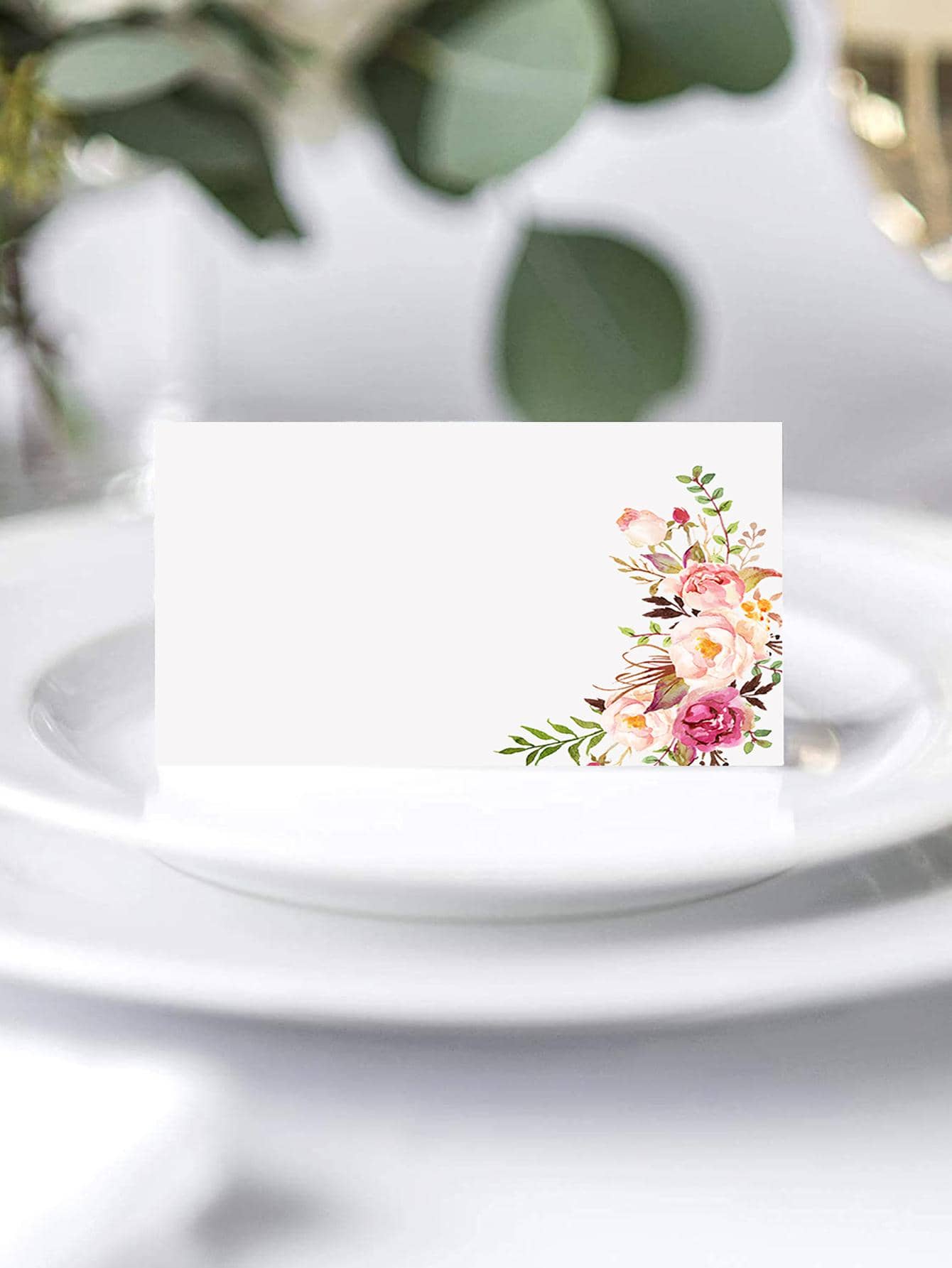 10pcs Place Cards, Floral, Tented Blank Table Place Cards For Weddings, Banquets, Dinner Parties, Scored For Easy Folding - Multicolor - View 1