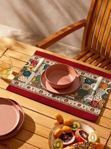 1入組滌綸波西m亞幾何和印花桌墊適用於餐具桌子 - 彩色 - 查看 4