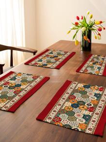 1入組滌綸波西m亞幾何和印花桌墊適用於餐具桌子 - 彩色 - 查看 3