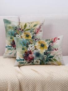 1入組花朵圖案靠墊套不附帶現代織物裝飾抱枕套適用於家庭 - 彩色 - 查看 1