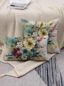 1入組花朵圖案靠墊套不附帶現代織物裝飾抱枕套適用於家庭 - 彩色 - 查看 2
