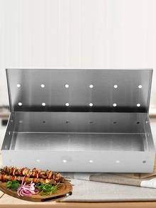 1pc Stainless Steel Barbecue Smoker Box, Classic Smoker Box For Kitchen - Silver - View 6