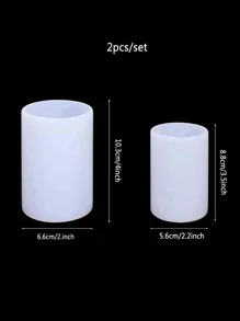 2pcs/Set Silicone Candle Mold, Minimalist Cylinder Shaped DIY Candle Mold For Crafts - White - View 2