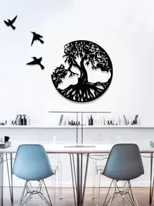 1 件铁艺壁挂，现代树形设计家居挂饰、家居装饰、房间装饰、墙壁装饰 - 黑色 - 查看 8