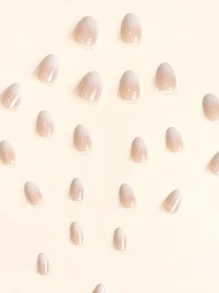 Upgrade Your Look With 24pcs Short Oval Ombre Full Cover Fake Nail Set Press On Nails Nail Supplies