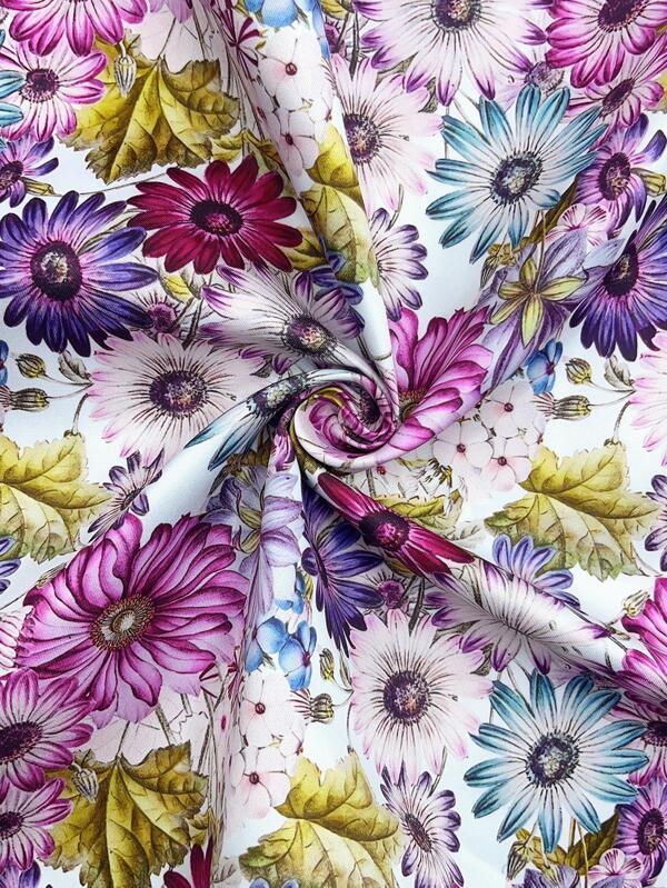 1pc Polyester DIY Fabric, Cottagecore Floral Print DIY Sewing Fabric