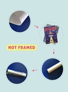 3入組化學纖維無框現代飛碟和字母圖案無框畫適用於家庭 - 彩色 - 查看 4