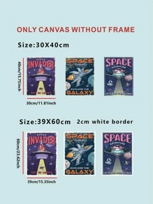 3入組化學纖維無框現代飛碟和字母圖案無框畫適用於家庭 - 彩色 - 查看 5