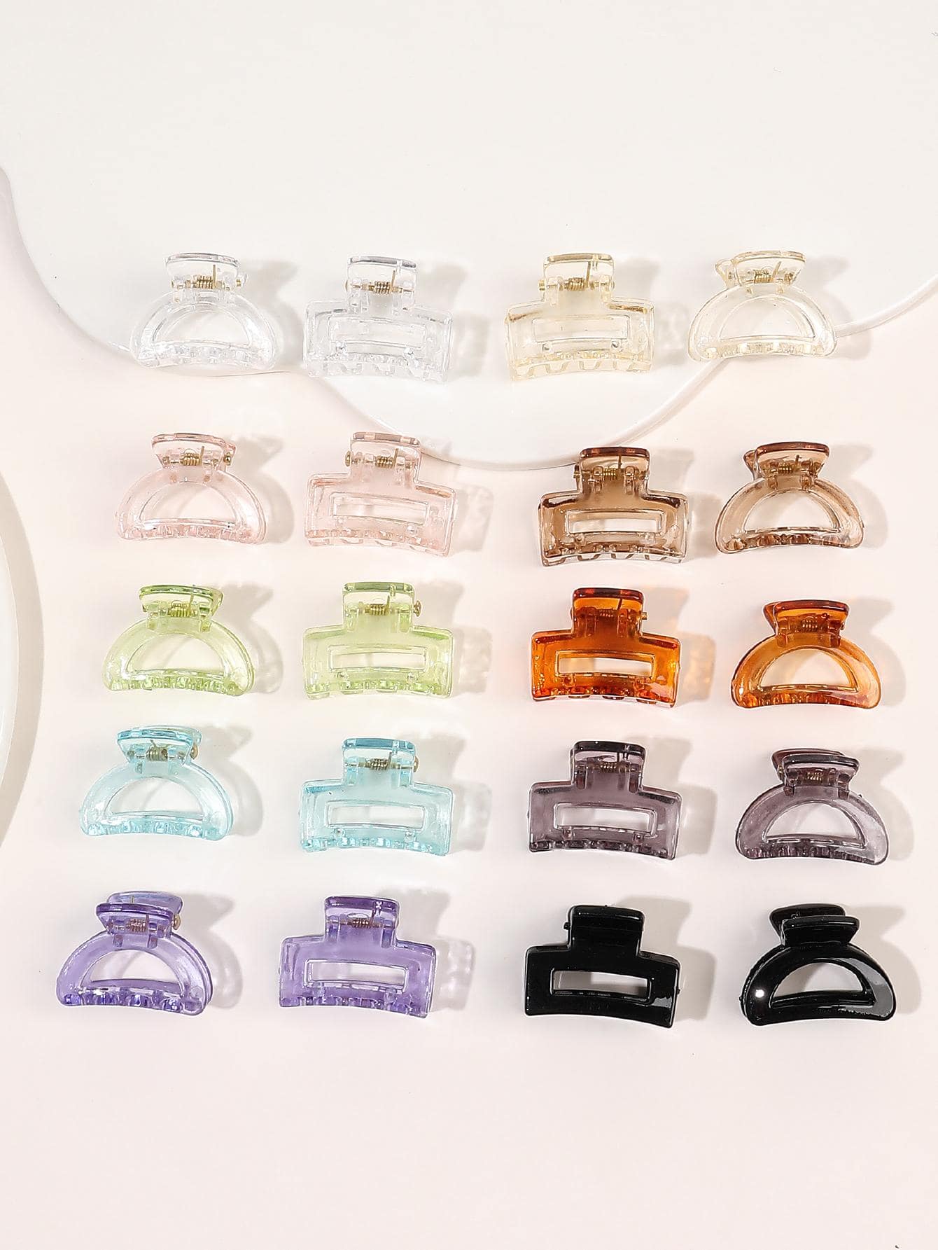 20入組女性矩形和半圓形形狀休閒髮爪日常裝飾