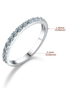 1 Pièce Moissanite Rhinestone Bague De Fiançailles Bague De Mariage Pour Femmes S925 Bague De Promesse En Argent Sterling Bague D'éternité Anniversaire Bijoux De Luxe Cadeau Bijoux De Mariée