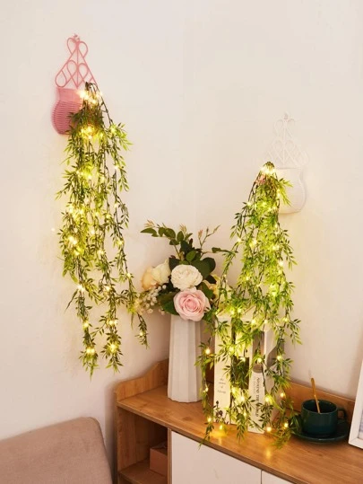 1入組塑膠細繩創意樹葉設計可伸縮裝飾燈適用於家庭