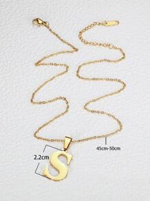 字母墜飾項鍊 - 金黃色 - 查看 3