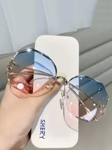 1pc Women Ombre Geo Lens Boho Sunglasses, For Summer Beach Accessories For Women Sun Glasses Sunglasses Shades For Summer Beach Vacation,Outdoor,Travel