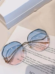 1pc Women Ombre Geo Lens Boho Sunglasses, For Summer Beach Accessories For Women Sun Glasses Sunglasses Shades For Summer Beach Vacation,Outdoor,Travel