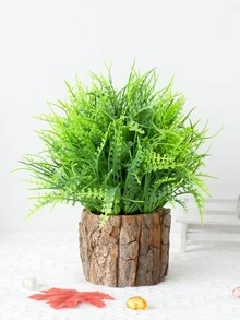 1pc Artificial Plant, Modern Plastic Artificial Plant For Home Decor - Green - View 1