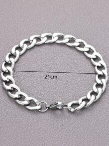 1 Vòng Đeo Tay Dây Chuyền Đơn Giản Thời Trang Cho Nam Thép Titan Đa Năng Vòng Tay Cặp Đôi, Trang Sức Inox - Bạc - Xem 3