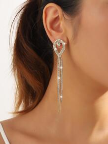 Đôi Quyến Rũ Kim Cương Giả & Tua Rua Kim Loại Bông Tai Giọt Dành Cho Nữ Trang Trí Hàng Ngày - Vàng - Xem 1