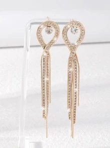 Đôi Quyến Rũ Kim Cương Giả & Tua Rua Kim Loại Bông Tai Giọt Dành Cho Nữ Trang Trí Hàng Ngày - Vàng - Xem 2