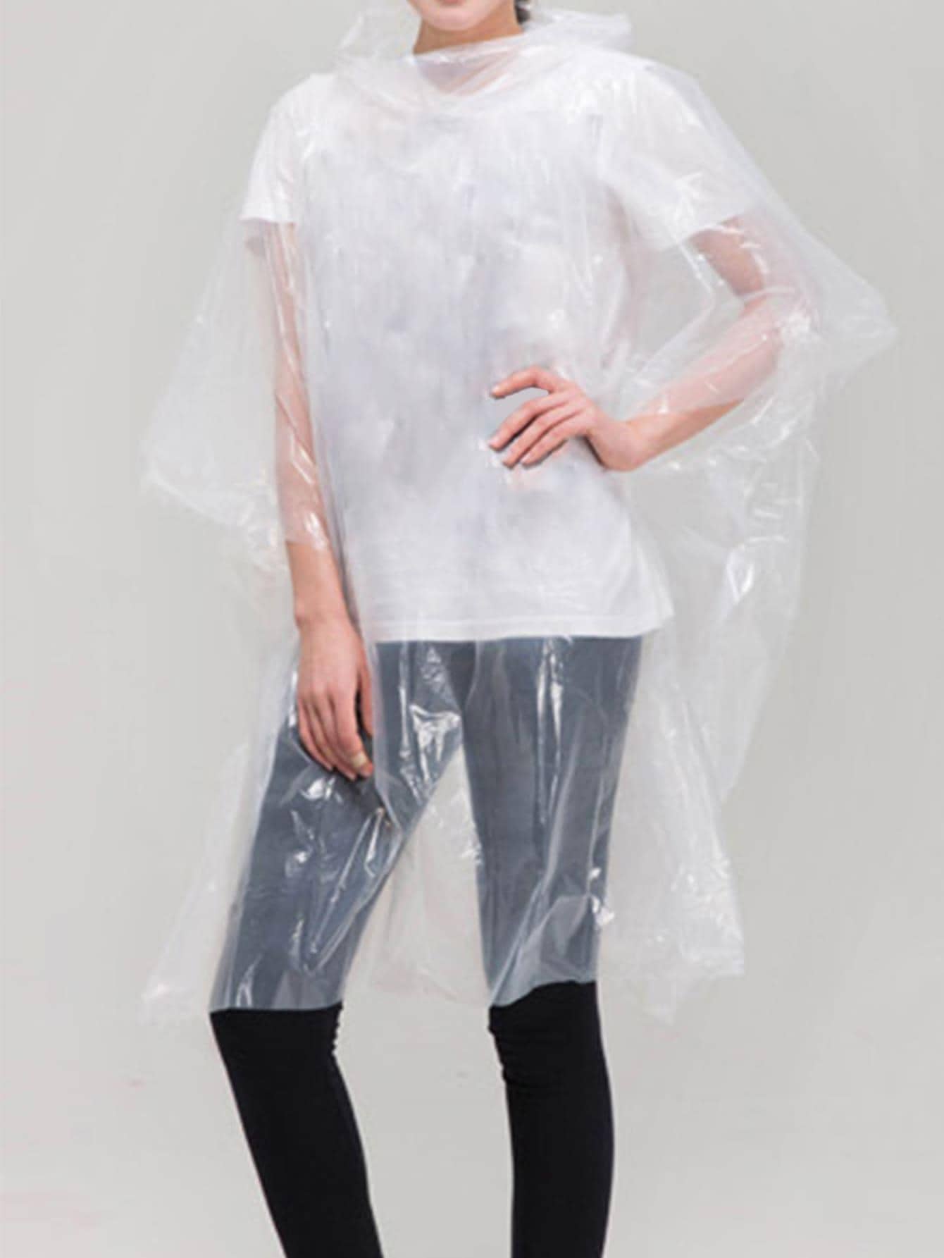 1pc Random Color Clear Portable Raincoat, Disposable Raincard For Outdoor Travel - Multicolor - View 1