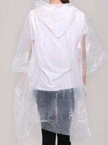 1pc Random Color Clear Portable Raincoat, Disposable Raincard For Outdoor Travel - Multicolor - View 2