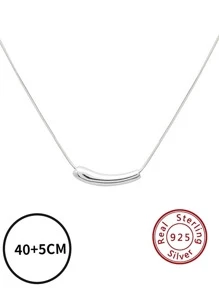 1pc Fashionable Horn Decor Silver Necklace For Men Women For Daily Decoration - Silver - View 5