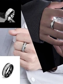 Fashionable Textured Ring For Men Women For Daily Decoration, For Jewelry Gift And Party - Silver - View 2