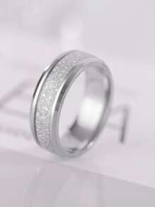 Fashionable Textured Ring For Men Women For Daily Decoration, For Jewelry Gift And Party - Silver - View 3