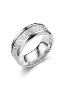 Fashionable Textured Ring For Men Women For Daily Decoration, For Jewelry Gift And Party - Silver - View 5